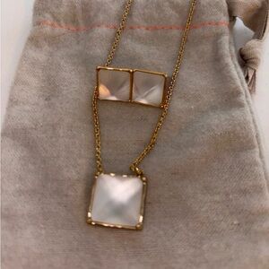 Beautiful Alexis Bittar Goldtone Pyramid Lucite Necklace & Pierced Earrings Set